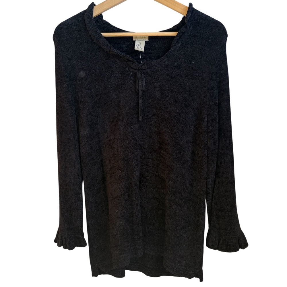 Y2K Sigrid Olsen Sport Women's Black Sweater Sz M 3/4 Sleeve Minimalist New‎
